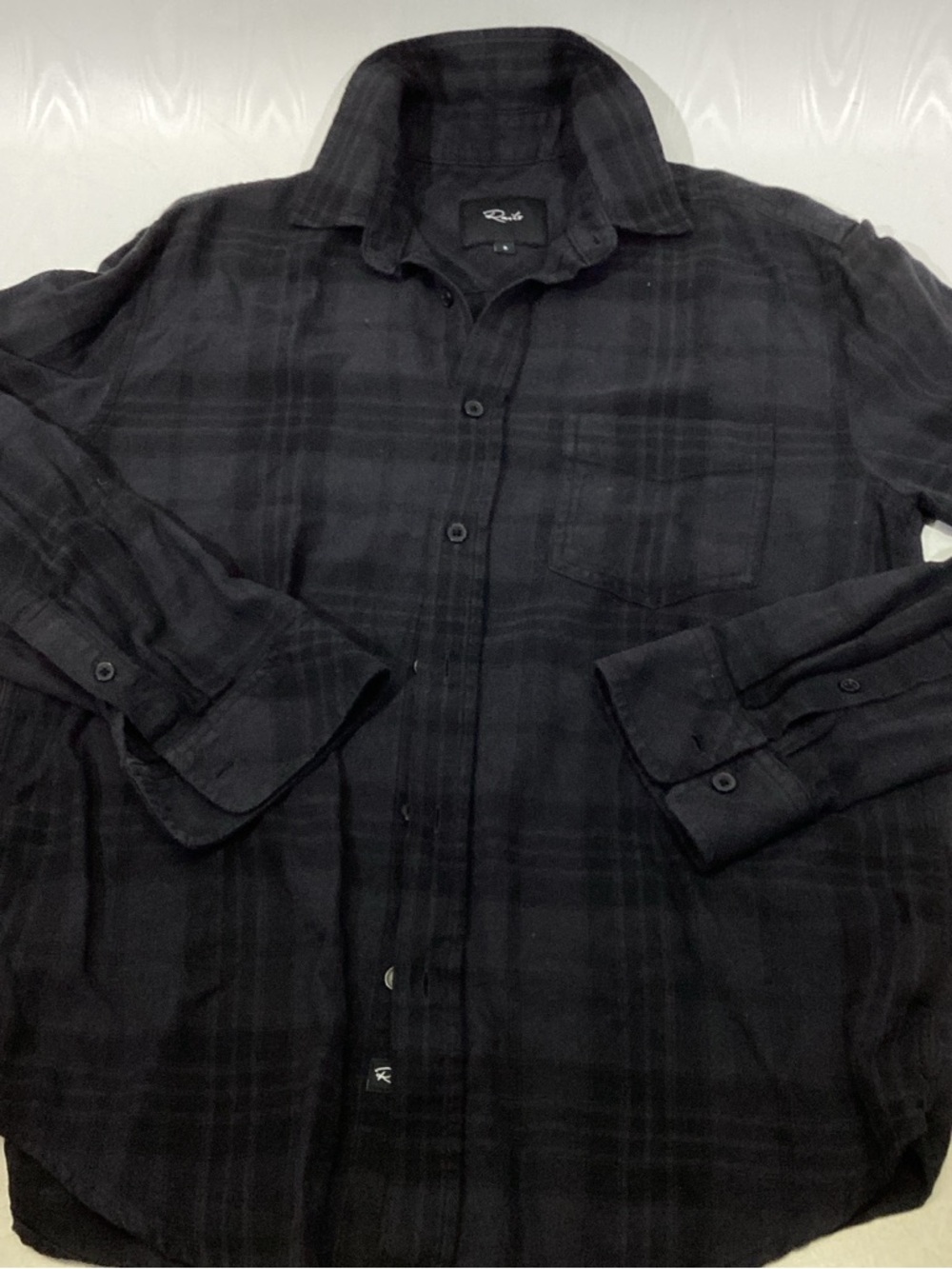Rails Hunter Black on Black Flannel Plaid Shirt size S Women's SOFT